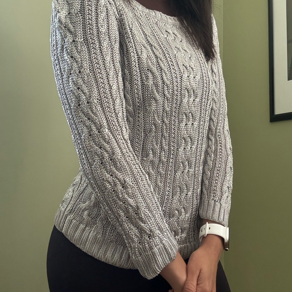 Ralph Lauren Gray Crew Neck Cable Knit Sweater